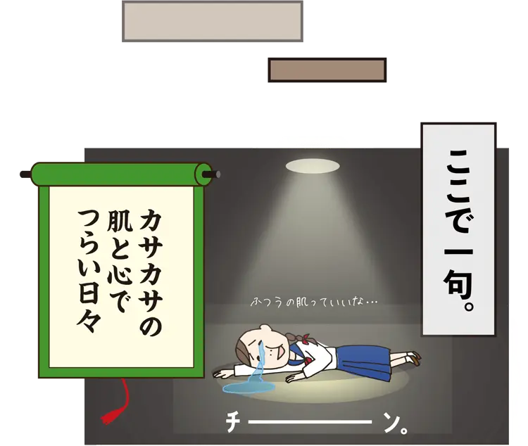 ここで一句。カサカサの肌と心でつらい日々