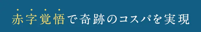 赤字覚悟で奇跡のコスパを実現