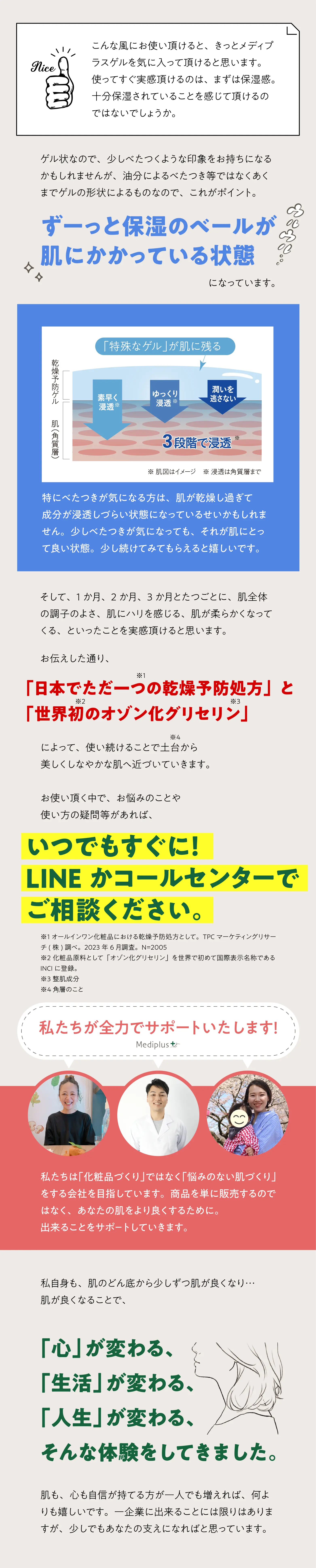 ずーっと保湿のベールが肌にかかっている状態