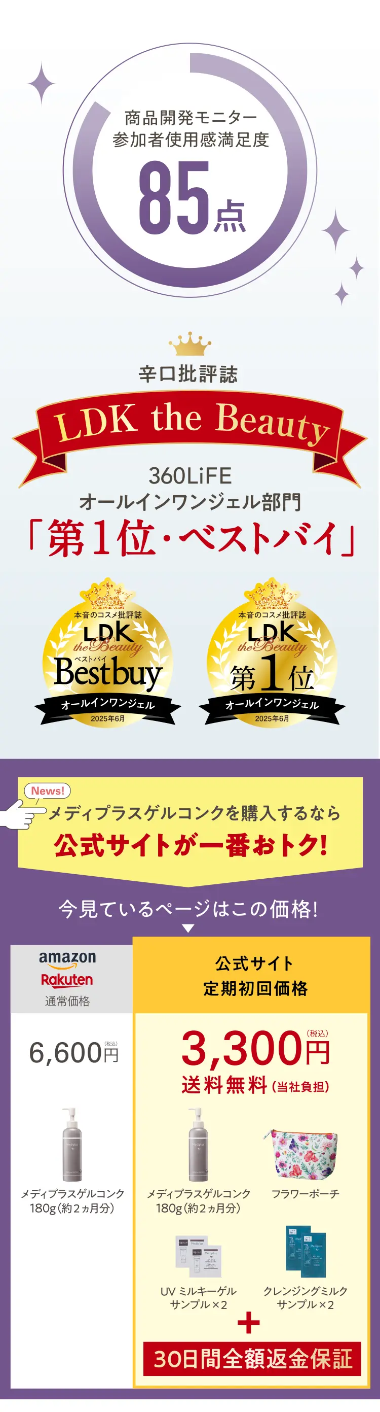 辛口批評誌LDK the Beauty 360LiFE オールインワンジェル部門「第1位・ベストバイ」