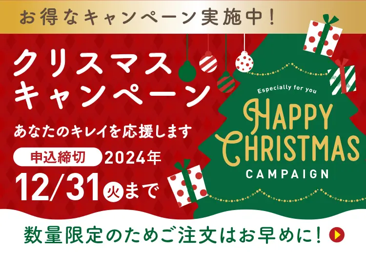 あなたのキレイを応援します！クリスマスキャンペーン 2024年12月31日（火）まで